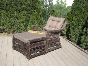 Кресло для отдыха с пуфом для ног PROVENCE brown из экоротанга