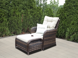 Кресло с пуфом для ног ARIA CLASSIC brown из экоротанга
