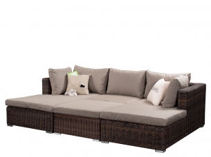 Диван кровать king size LAGUNE brown из искусственного ротанга