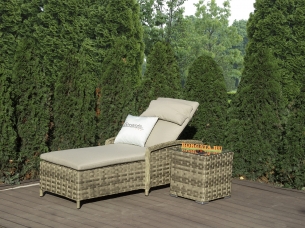 Шезлонг с чайным столиком ARIA nature из искусственного ротанга для дачи