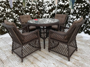 Обеденная группа D90 PROVENCE brown на 4 персоны из искусственного ротанга