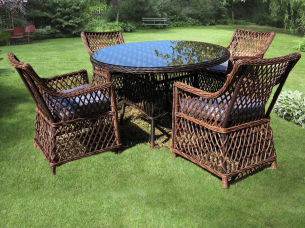 Обеденный гарнитур D120 PROVENCE brown на 4 персоны из искусственного ротанга
