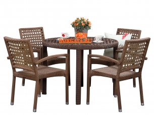 Обеденный комплект D100 YALTA honey brown на 4 персоны для террасы