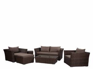 Лаунж группа BOLZANO brown из искусственного ротанга